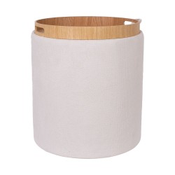 Ottoman  table HIRO D39xH44cm, white, with storage and tray