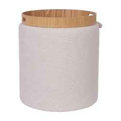 Ottoman  table HIRO D34,5xH37cm, white, with storage and tray