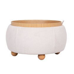 Ottoman  table HIRO D67xH38cm, white, with storage