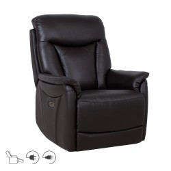 Recline armchair BALDWIN with electric lift mechanism, dark brown leather