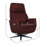 Recline armchair DAMIANO with electric mechanism, dark red leather