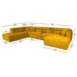 Corner sofa FORTE U-shape LC, brownish yellow