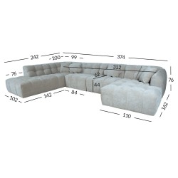 Corner sofa FORTE U-shape LC, beige