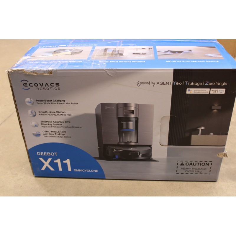 SALE OUT. Ecovacs DEEBOT X11 OMNICYCLONE EU Vacuum & mop, Wet&Dry,with new bagless All-in-One OmniCyclone station, Black