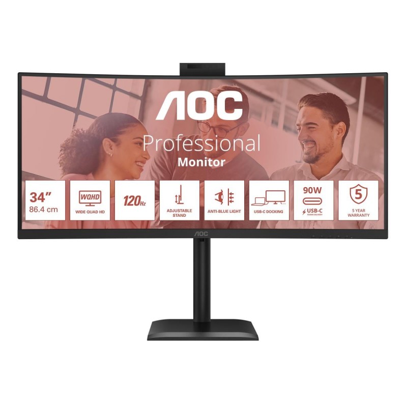 AOC CU34E4CW Curved 34" 3440x1440/21:9/350cd/m2/4ms HDMI, DisplayPort, USB, Audio out AOC