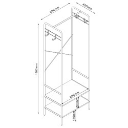 Esikuriiul HANNES 64x40xH180cm, rustik melamiin