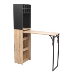 Bar shelf with table HANNES 44x122(30)xH170cm, rustic melamine