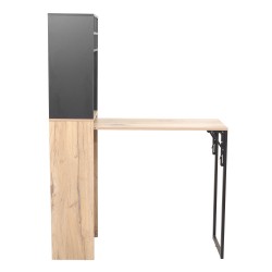 Bar shelf with table HANNES 44x122(30)xH170cm, rustic melamine