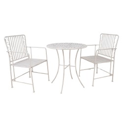 Balcony set JASMINE table and 2 chairs, antique white metal