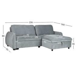 Nurgadiivanvoodi CLOUD 226x95 160x88cm, sinakasroheline