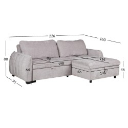 Corner sofa bed CLOUD light grey