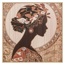 Wood wall art 80x80cm, lady-1