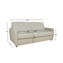 Diivanvoodi BRANDON 3-kohaline 203x97xH91cm, helebeež