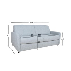 Sofa bed BRANDON 3-seater, bluish-gray