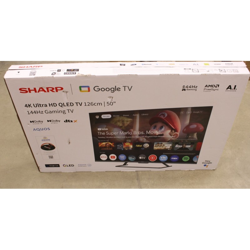 SALE OUT. Sharp 50HR7265E 50" (126cm) QLED 144Hz 4K Ultra HD Google TV, Dolby Vision, Dolby Atmos, Central Stand Sharp