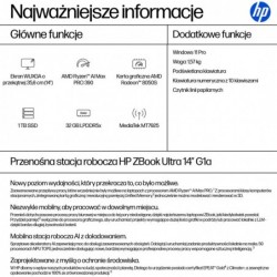 HP ZBook Ultra 14 G1a Ryzen AI MAX PRO 390 14.0"WUXGA IPS 400nits AG 32GB LPDDR5x-8533 SSD1TB Radeon 8050S Cam IR 5 MPx