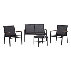 Garden furniture set CANAAN table, bench and 2 chairs, black