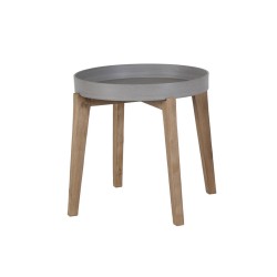 Side table SANDSTONE D61xH50cm, brownish polystone, wooden legs