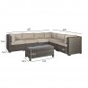 Set SEVILLA with cushions, corner sofa and table 102x50,5xH43,5cm, aluminum frame with plastic wicker, color  dark brown