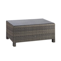 Set SEVILLA with cushions, corner sofa and table 102x50,5xH43,5cm, aluminum frame with plastic wicker, color  dark brown