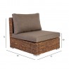 Модульный диван CROCO с подушками, центральная часть, 77x93xH73см, деревянная рама с плетением из ротанга, коричневый