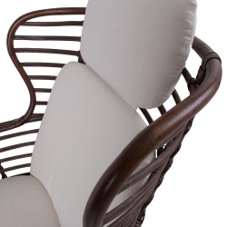 Кресло RETIRO с табуреткой, коричневый натуральный ротанг