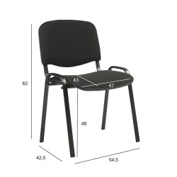Стул для посетителей ISO 54,5x42,5xH82 47cм, сиденье  ткань, цвет  чёрный, рама  чёрный