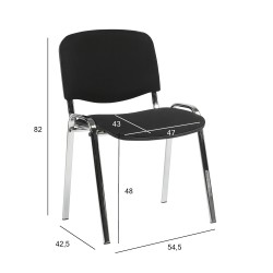 Стул для посетителей ISO 54,5x42,5xH82 47cм, сиденье  ткань, цвет  чёрный, рама  хром