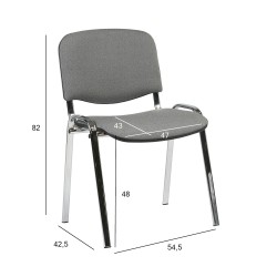 Стул для посетителей ISO 54,5x42,5xH82 47cм, сиденье  ткань, цвет  серый, рама  хром