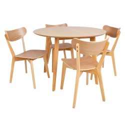 Обеденный комплект ROXBY круглый стол, 4 стула, дуб