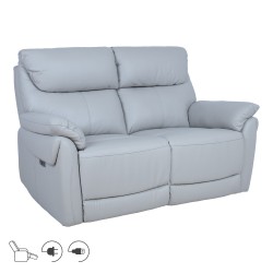 Diivan BOWEN 2-kohaline elektriline recliner 150x86xH102cm, hallikasbeež naturaalne nahk
