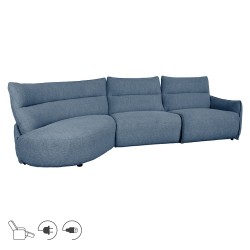 Corner sofa CANNES LC electric recliner, greyish blue