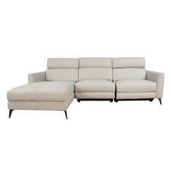 Corner sofa MILDRED LC recliner, light grey