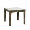 Side table WICKER 50x50xH45cm, table top  clear glass, aluminum framewith plastic wicker, color  cappuccino