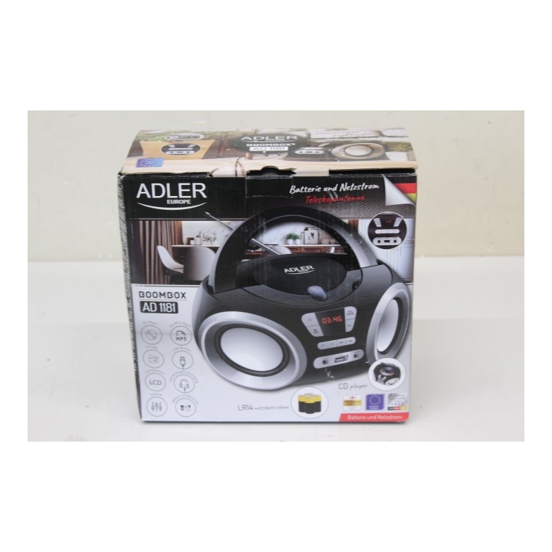 SALE OUT. Adler CD Boombox AD 1181 Speakers USB connectivity DAMAGED PACKAGING