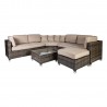 Garden furniture set DAWSON with cushions, table, corner sofa and ottoman, steel frame, color  dark brown