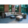 Garden furniture set DAWSON with cushions, table, corner sofa and ottoman, steel frame, color  dark brown