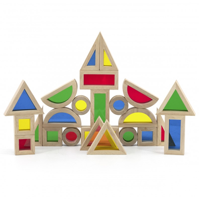VIGA Wooden Colored Blocks Set of 24 elements