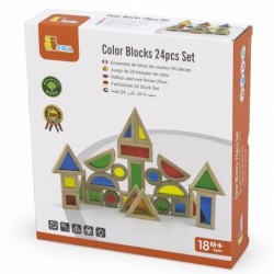 VIGA Wooden Colored Blocks Set of 24 elements