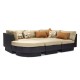 Sofa set STELLA with beige cushions, aluminum frame with plastic wicker, color  dark brown