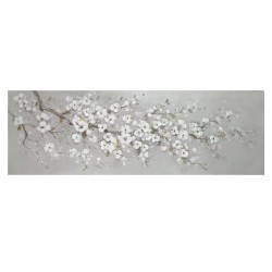 Масляная картина 50x150см, белые вишневые цветы