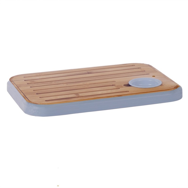 Cutting board   serving board with salsa bowl GOURMET 36x25.5cm, bamboo   blue