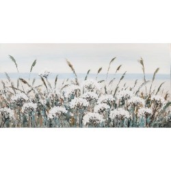 Масляная картина 70x140см, белые цветы