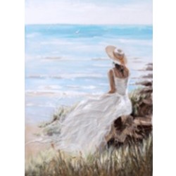 Oil painting 90x120cm, lady on the beach
