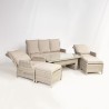 Garden furniture set BASEL table, sofa, 2 chairs and 2 ottomans, aluminum frame with plastick wicker, color beige