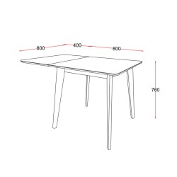 Söögilaud ROXBY, 80 120x80xH76cm, valge, pikendatav