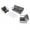 Garden furniture set HARVEST table, sofa and 2 chairs, white aluminum frame, grey cushions