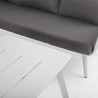Garden furniture set HARVEST table and corner sofa, white aluminum frame, grey cushions