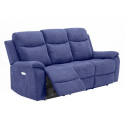 Recliner sofa MILO 3-seater, blue