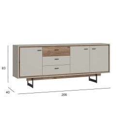 Cabinet RIVERO 206x40xH83cm, oak grey